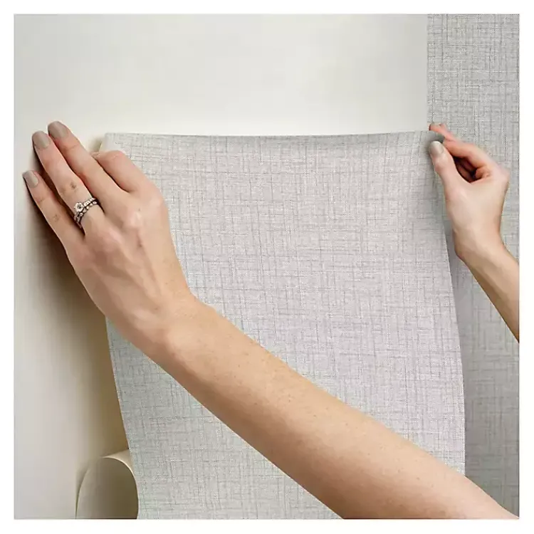 Kirklands Home Textured Faux Fabric Peel & Stick Wallpaper Gray Outlet