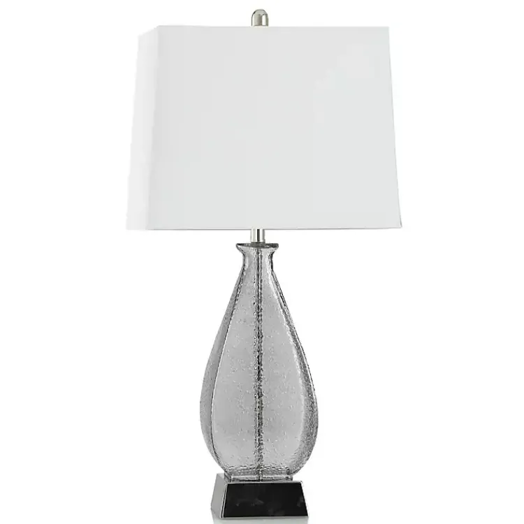Kirklands Home Gray Textured Glass and Silver Table Lamp Ivory Clearance