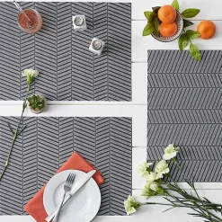 Kirklands Home Textured Twill Weave Placemats, Set of 6 Gray Clearance