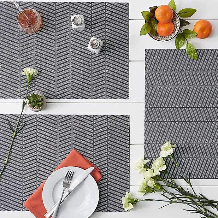 Kirklands Home Textured Twill Weave Placemats, Set of 6 Gray Clearance
