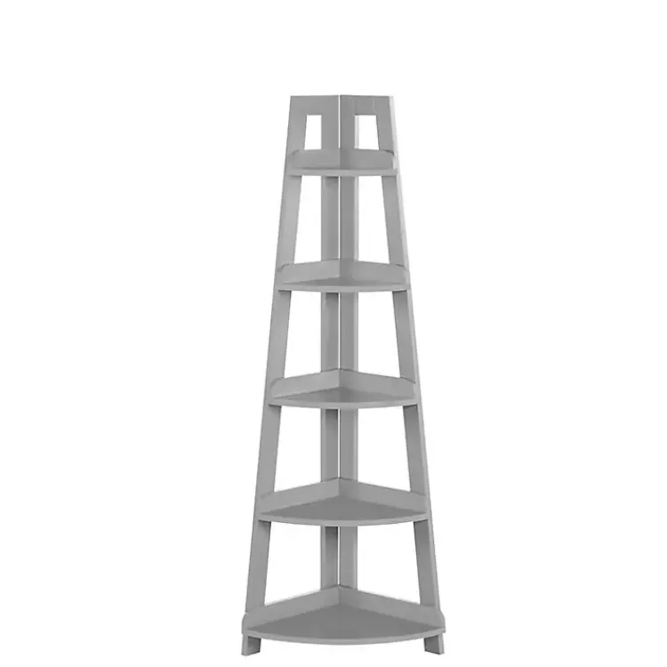 Kirklands Home Gray 5-Tier Corner Ladder Bookshelf Clearance