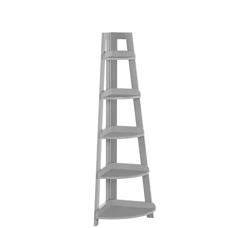 Kirklands Home Gray 5-Tier Corner Ladder Bookshelf Clearance