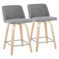 Kirklands Home Torino Upholstered Counter Stools, Set of 2 Gray New