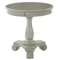Kirklands Home Traditional Round Pedestal Accent Table Gray Discount