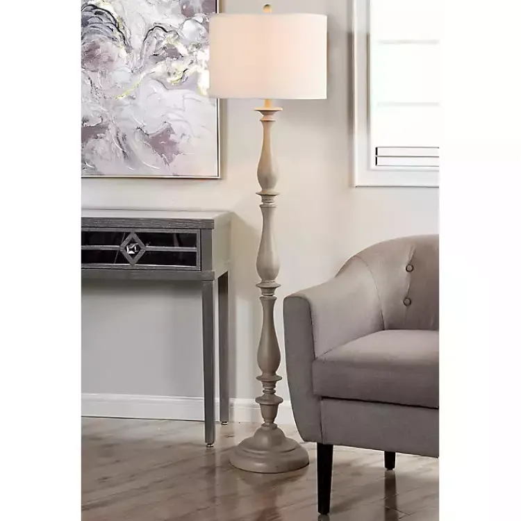 Kirklands Home Gray Traditional Spindle Floor Lamp White Discount