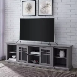 Kirklands Home Transitional Breakfront 2-Door Media Console Gray