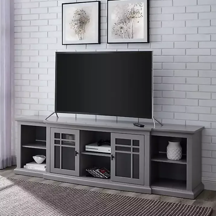 Kirklands Home Transitional Breakfront 2-Door Media Console Gray