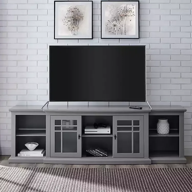 Kirklands Home Transitional Breakfront 2-Door Media Console Gray