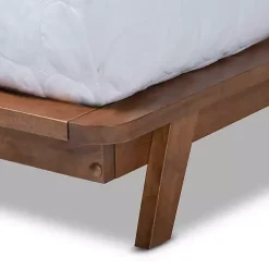 Kirklands Home Tufted and Natural Walnut King Platform Bed Gray New