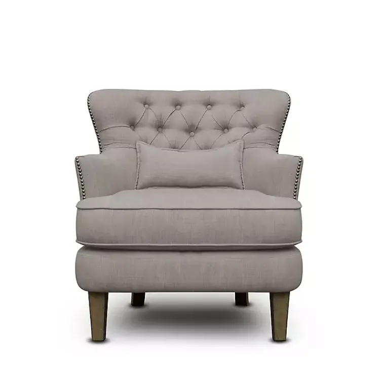Kirklands Home Tufted Armchair with Lumbar Pillow Gray Hot