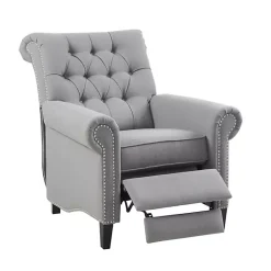 Kirklands Home Tufted Back Nailhead Trim Recliner Armchair Gray Online