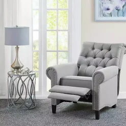 Kirklands Home Tufted Back Nailhead Trim Recliner Armchair Gray Online