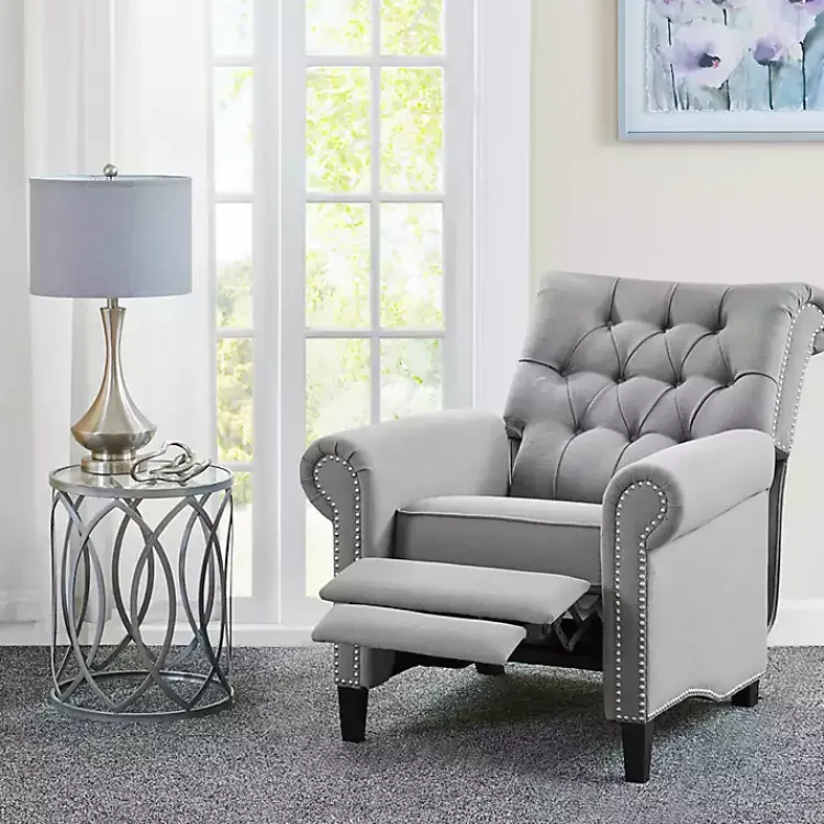 Kirklands Home Tufted Back Nailhead Trim Recliner Armchair Gray Online