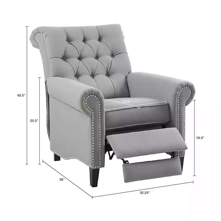 Kirklands Home Tufted Back Nailhead Trim Recliner Armchair Gray Online