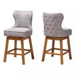 Kirklands Home Tufted Back Swivel Counter Stools, Set of 2 Gray Outlet