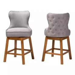 Kirklands Home Tufted Back Swivel Counter Stools, Set of 2 Gray Outlet