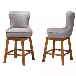 Kirklands Home Tufted Back Swivel Counter Stools, Set of 2 Gray Outlet