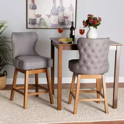 Kirklands Home Tufted Back Swivel Counter Stools, Set of 2 Gray Outlet
