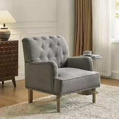 Kirklands Home Tufted Britt Accent Chair Gray Discount
