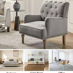 Kirklands Home Tufted Britt Accent Chair Gray Discount