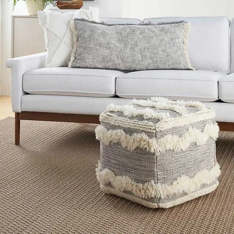 Poufs & Floor Cushions>Kirklands Home Tufted Chevron Cube Pouf Gray
