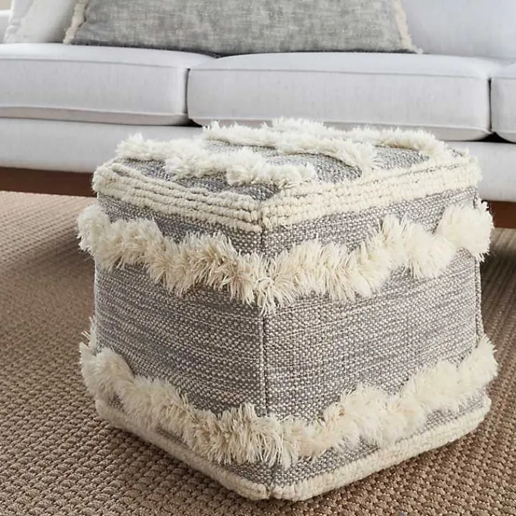 Poufs & Floor Cushions>Kirklands Home Tufted Chevron Cube Pouf Gray