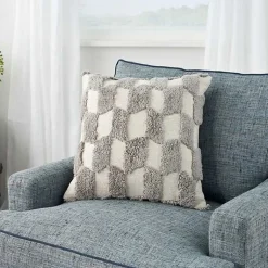 Pillows>Kirklands Home Tufted Diagonal Checkers Throw Pillow Gray