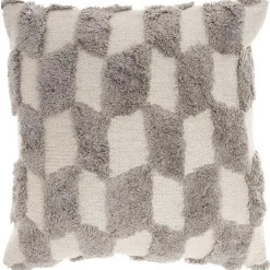 Pillows>Kirklands Home Tufted Diagonal Checkers Throw Pillow Gray