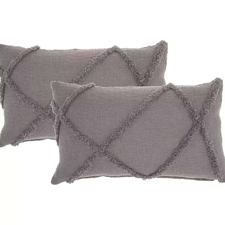 Pillows>Kirklands Home Tufted Diamond Lumbar Pillows, Set of 2 Gray