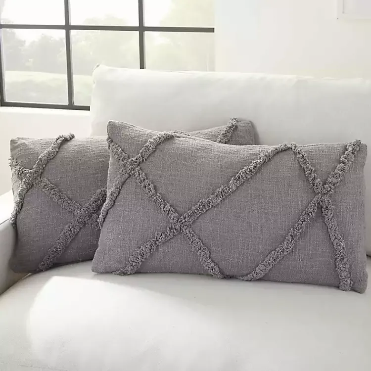 Pillows>Kirklands Home Tufted Diamond Lumbar Pillows, Set of 2 Gray