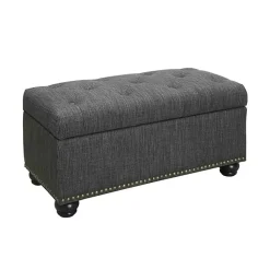 Kirklands Home Tufted Jess Storage Ottoman Bench Gray Best