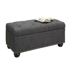 Kirklands Home Tufted Jess Storage Ottoman Bench Gray Best