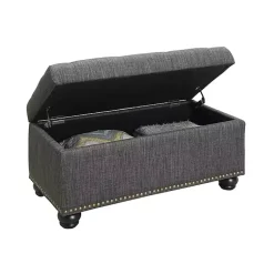 Kirklands Home Tufted Jess Storage Ottoman Bench Gray Best