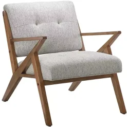 Kirklands Home Tufted Pecan Wood Mid-Century Modern Armchair Gray Online