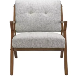 Kirklands Home Tufted Pecan Wood Mid-Century Modern Armchair Gray Online
