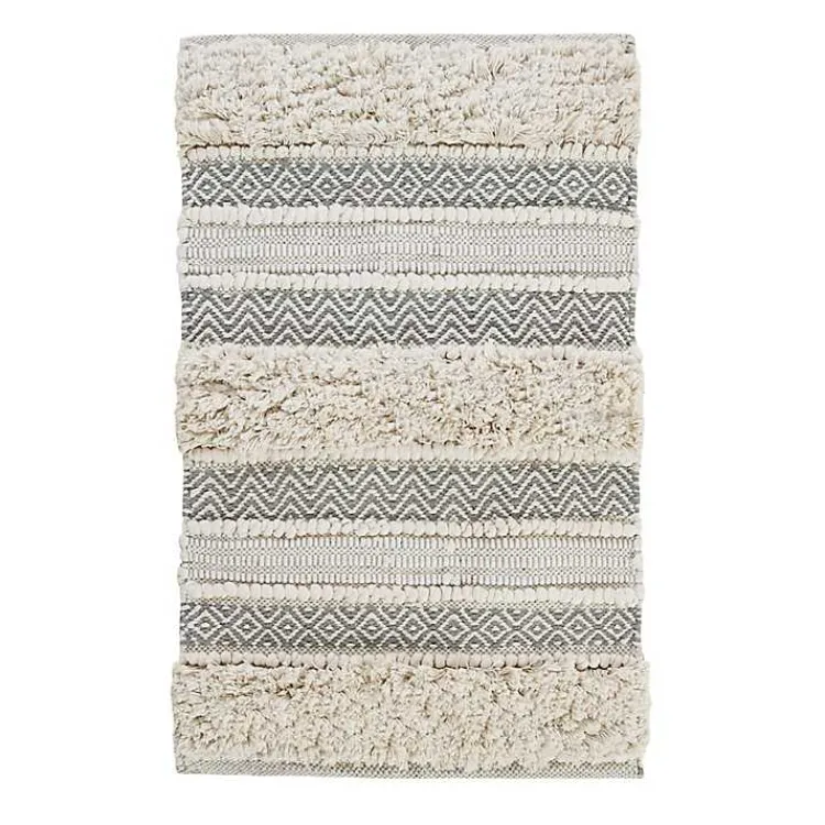 Kirklands Home Tufted Stripes Woven Bath Mat Gray Online