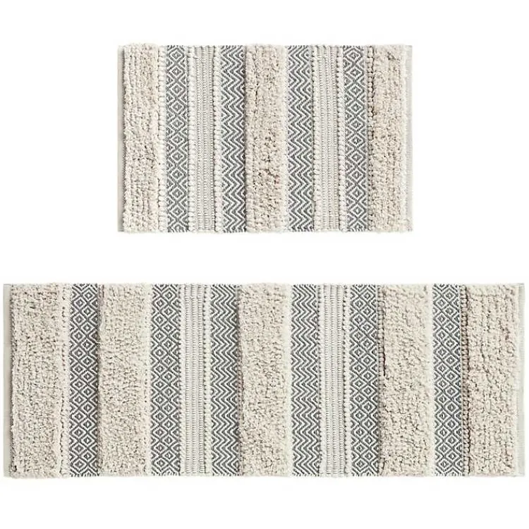 Kirklands Home Tufted Stripes Woven Bath Mat Gray Online