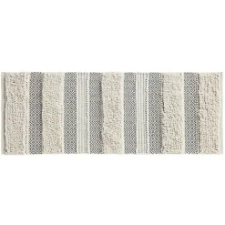 Kirklands Home Tufted Stripes Woven Bath Runner Gray Outlet