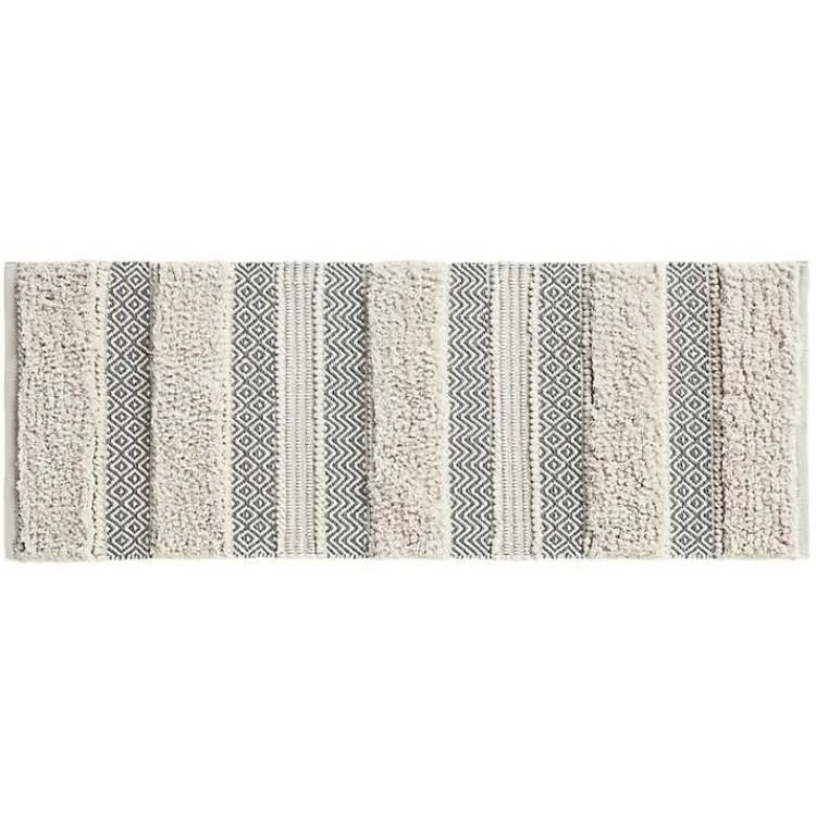 Kirklands Home Tufted Stripes Woven Bath Runner Gray Outlet