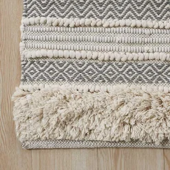 Kirklands Home Tufted Stripes Woven Bath Runner Gray Outlet