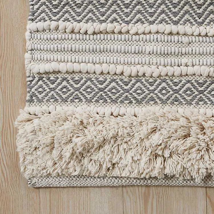 Kirklands Home Tufted Stripes Woven Bath Runner Gray Outlet