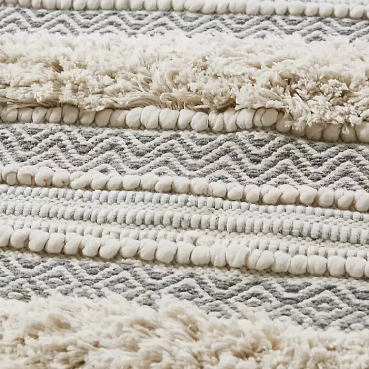 Kirklands Home Tufted Stripes Woven Bath Runner Gray Outlet