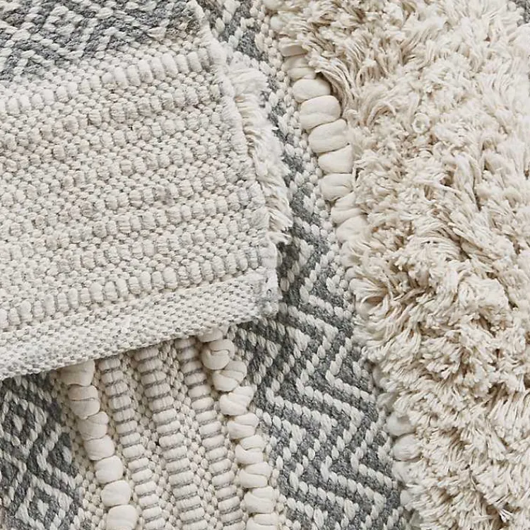 Kirklands Home Tufted Stripes Woven Bath Runner Gray Outlet