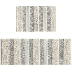Kirklands Home Tufted Stripes Woven Bath Runner Gray Outlet