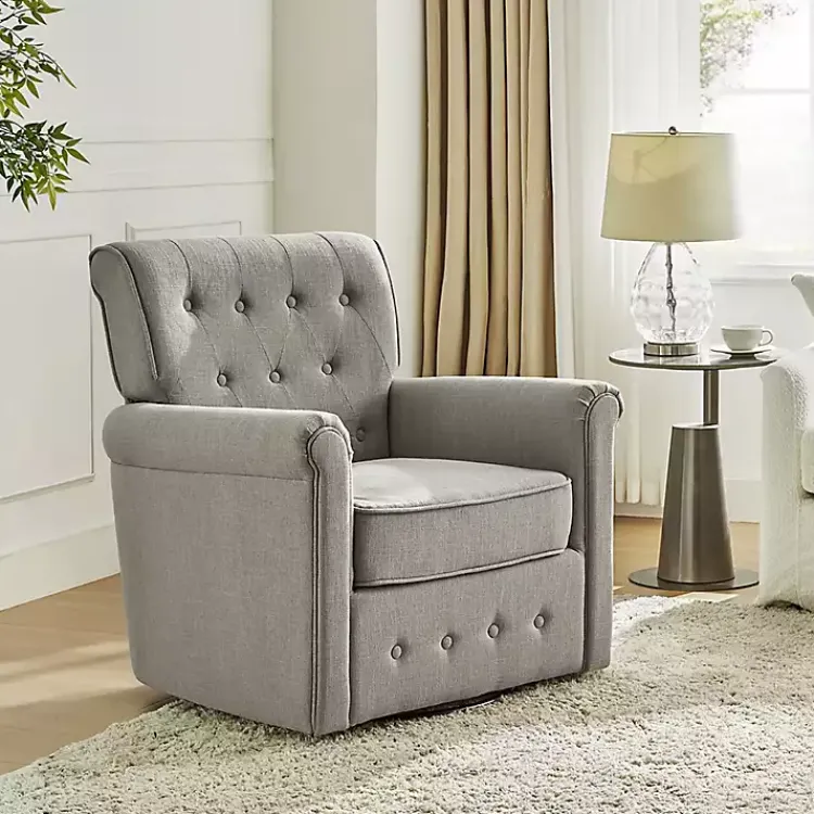 Kirklands Home Tufted Swivel Armchair Gray Sale