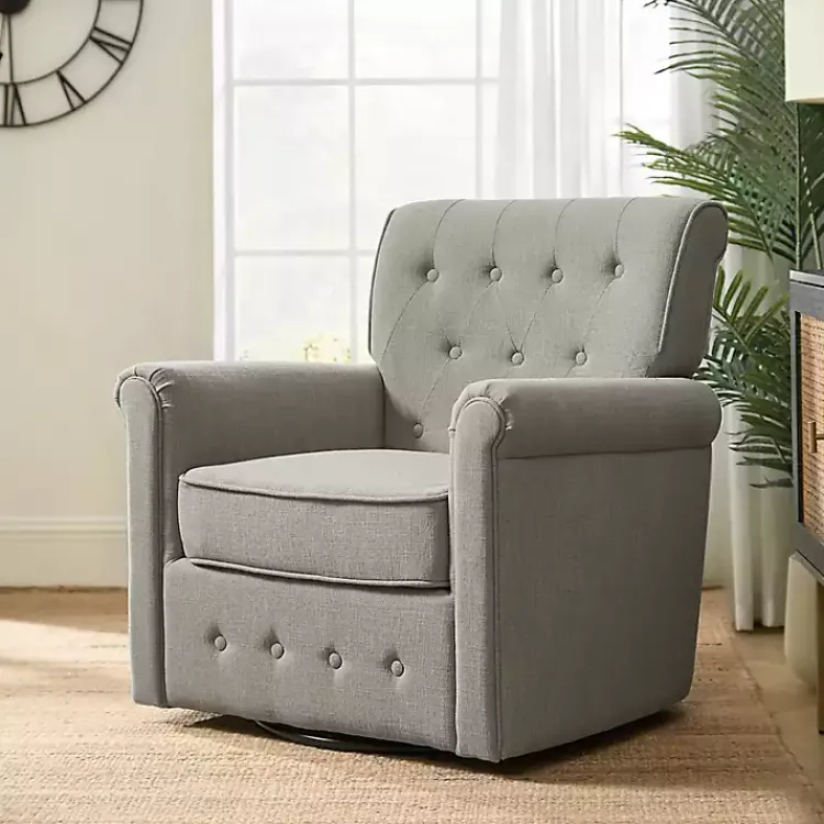 Kirklands Home Tufted Swivel Armchair Gray Sale