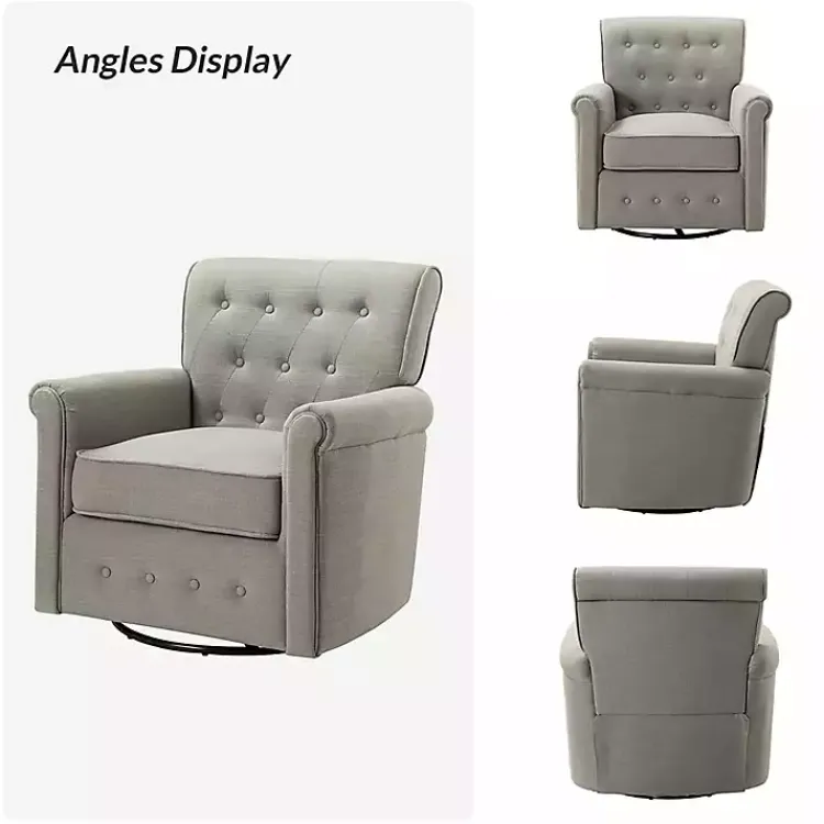 Kirklands Home Tufted Swivel Armchair Gray Sale