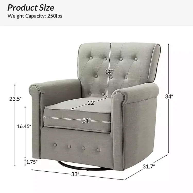 Kirklands Home Tufted Swivel Armchair Gray Sale