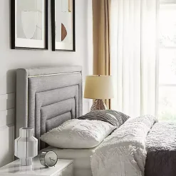 Kirklands Home Tufted Upholstered Adjustable Queen Headboard Gray Hot