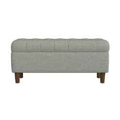 Kirklands Home Tufted Upholstered Storage Bench Gray Clearance